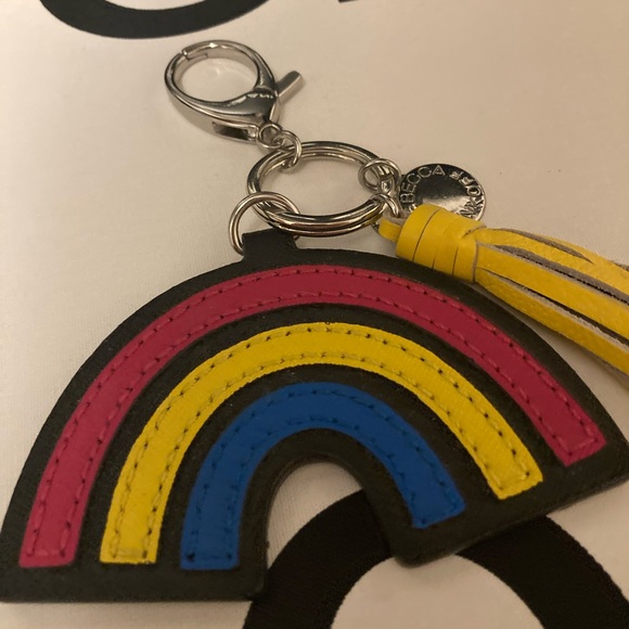 Rebecca Minkoff Rainbow 🌈 Pride Keychain Yellow Tassel Silver - Picture 4 of 6